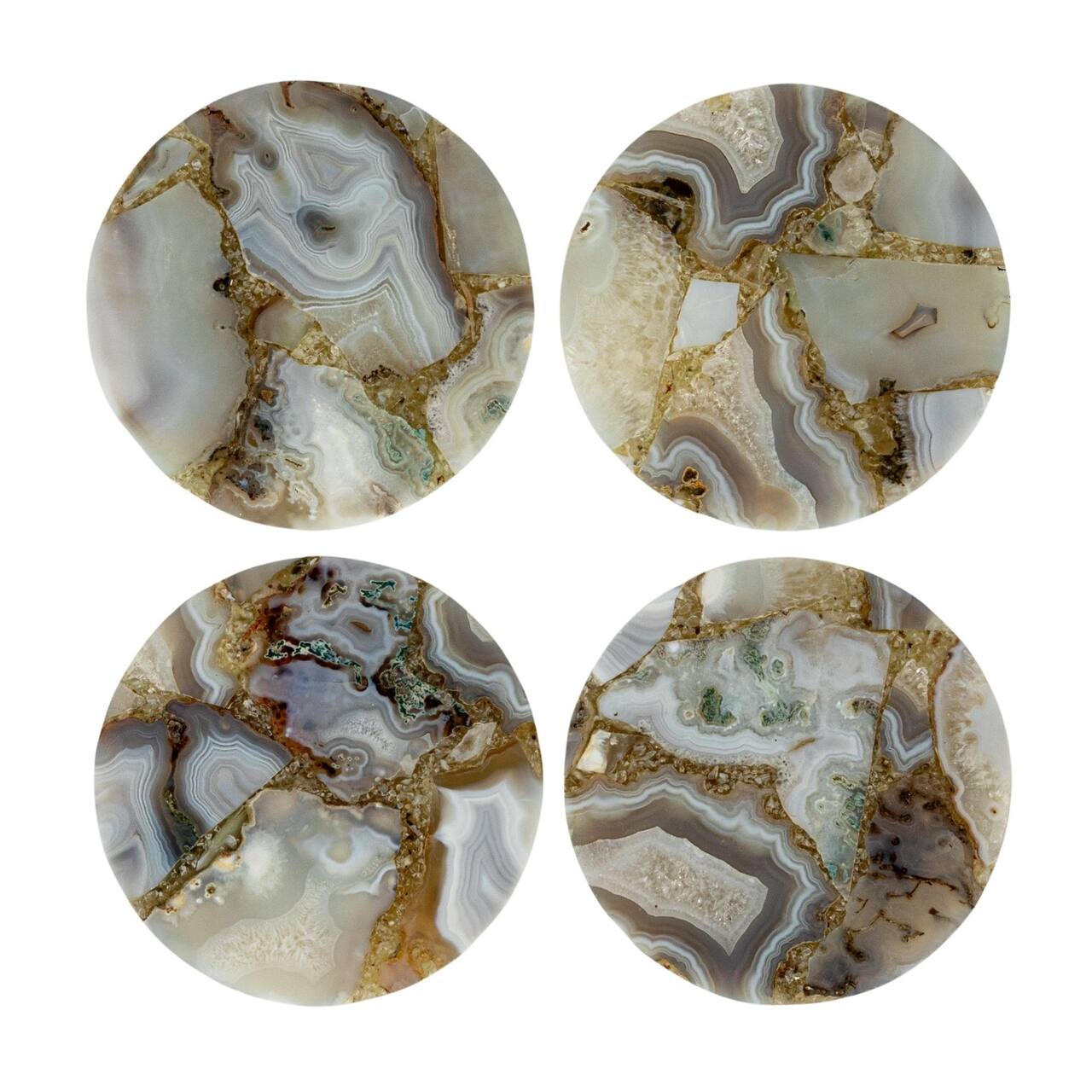 Hello Honey® 4" Multicolor Round Agate Coasters, 4ct.